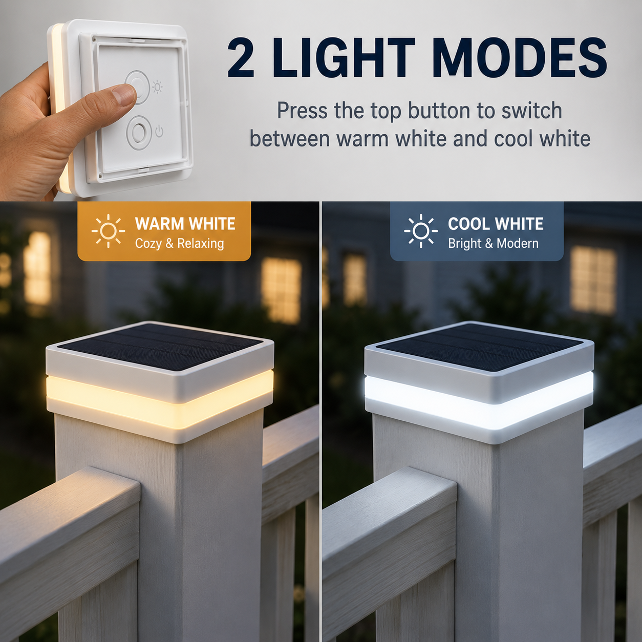 EverGlow® Premium Solar Vinyl Fence Post Light