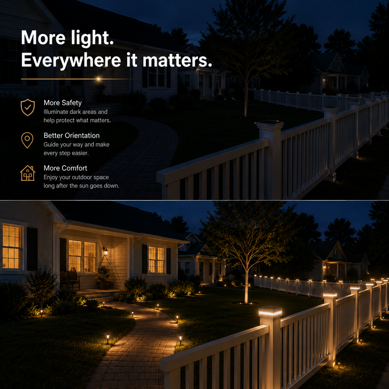 EverGlow® Premium Solar Vinyl Fence Post Light