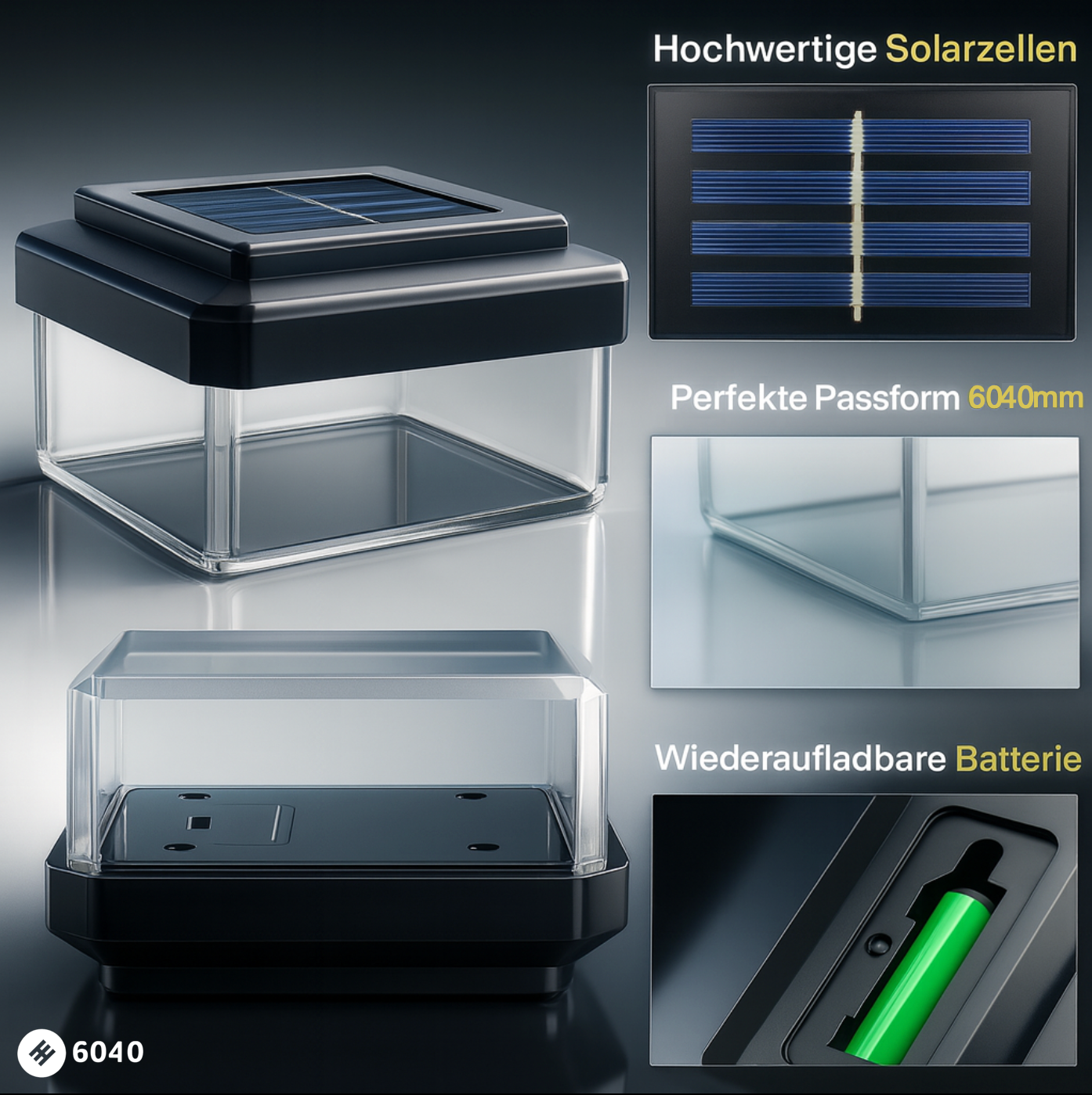 6040 Solar Zaunleuchte LED - 60X40mm