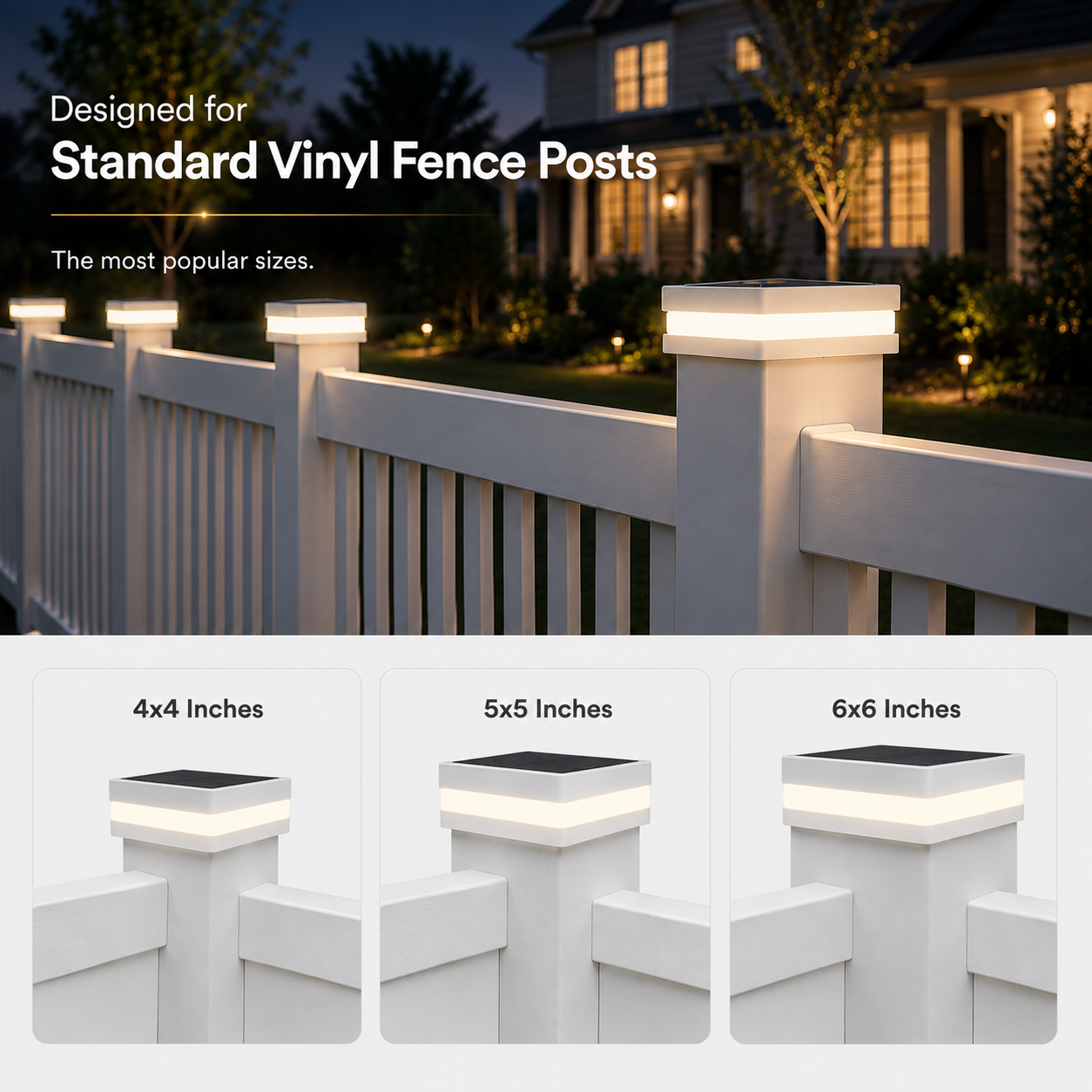 EverGlow® Premium Solar Vinyl Fence Post Light
