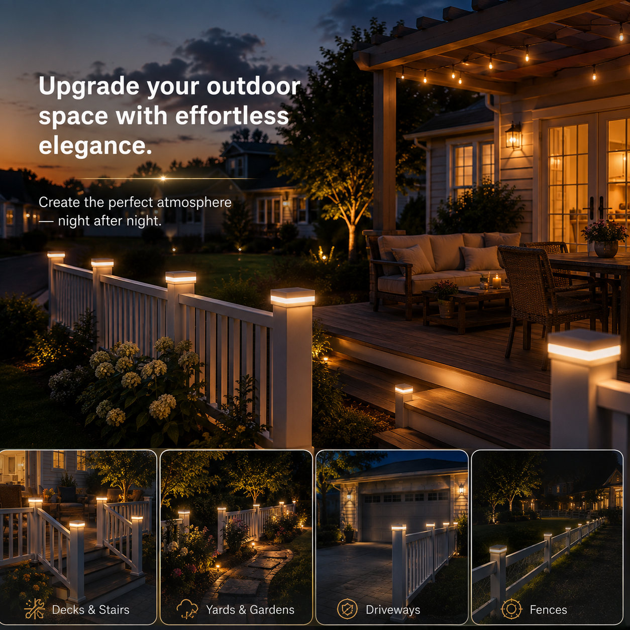 EverGlow® Premium Solar Vinyl Fence Post Light