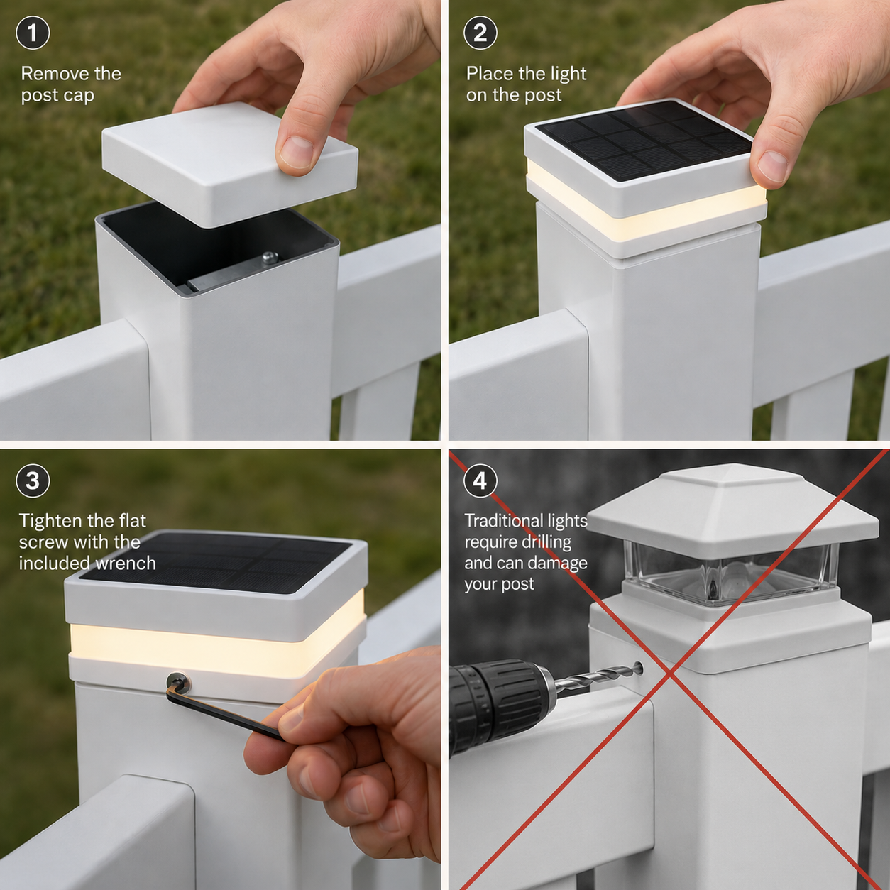 EverGlow® Premium Solar Vinyl Fence Post Light