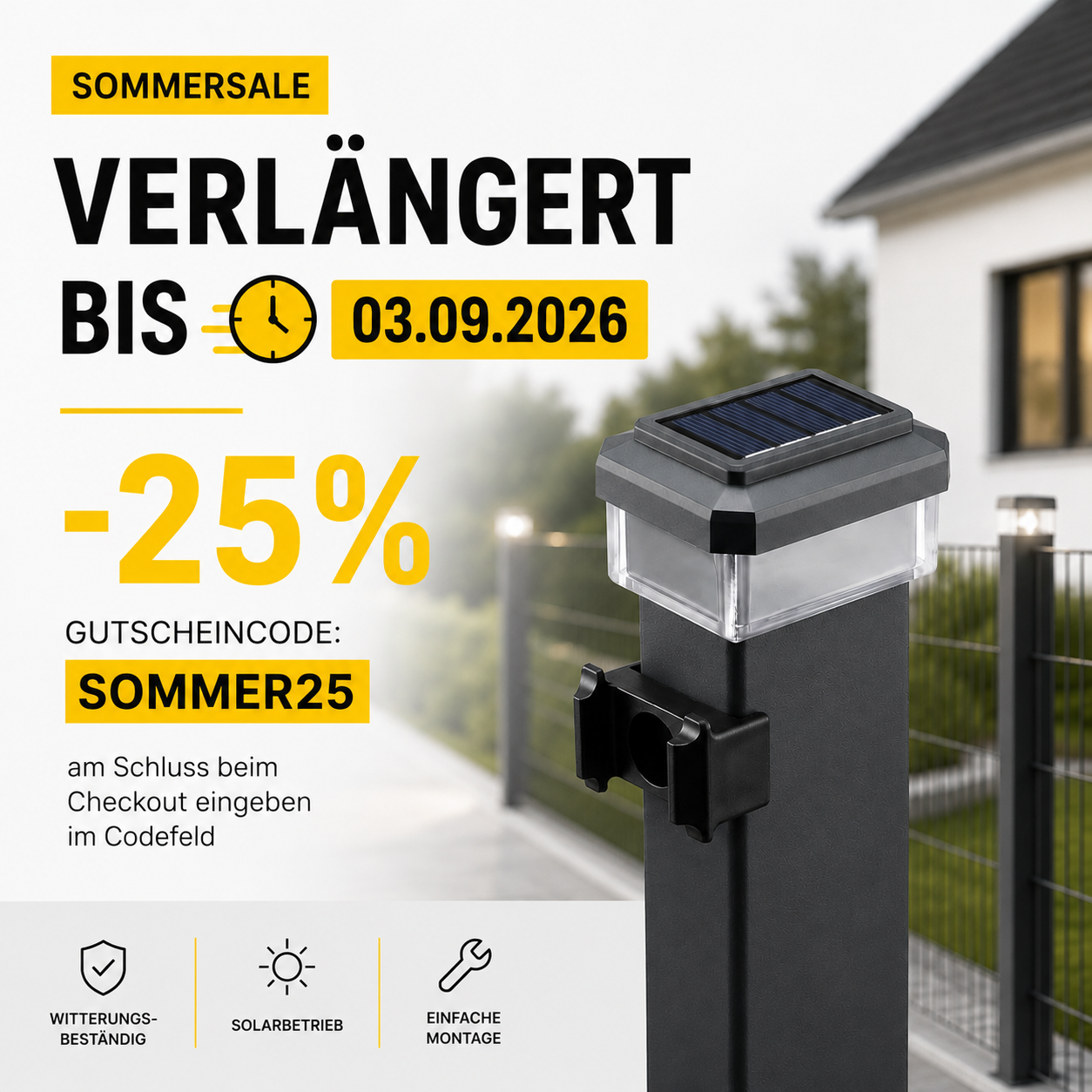 6040 Solar Zaunleuchte LED - 60X40mm